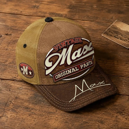 MAX TC02 HH79  Personalized Name Baseball Cap, Vintage Retro Hat, Custom Gift for Him & Her