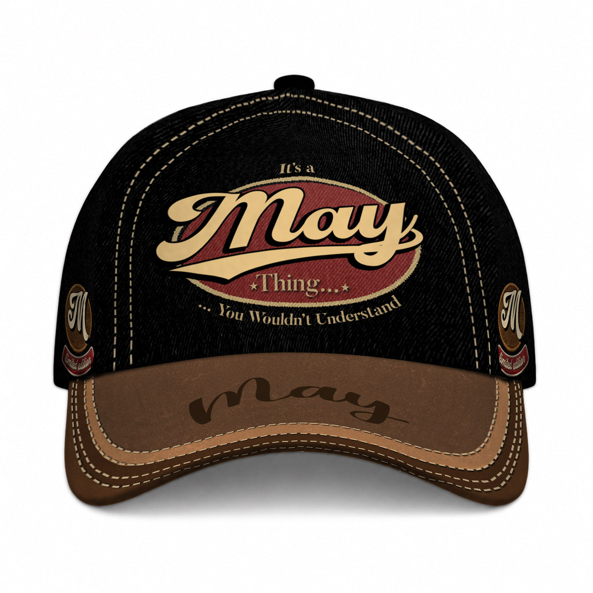 MAY  TC06 HH79 Personalized Distressed Baseball Cap, Custom Retro Trucker Hat, Statement Dad Cap