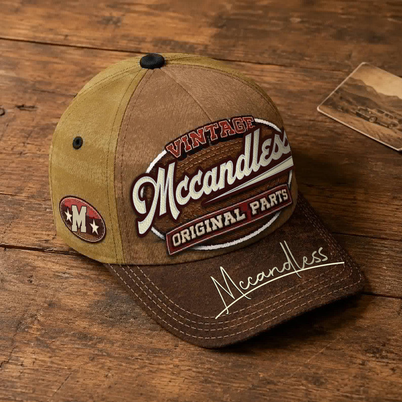 MCCANDLESS TC02 HH79  Personalized Name Baseball Cap, Vintage Retro Hat, Custom Gift for Him & Her