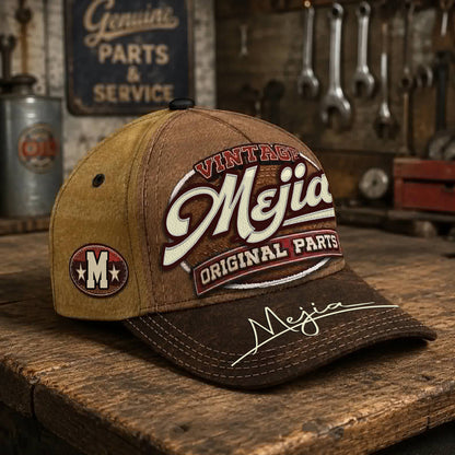 MEJIA TC02 HH79  Personalized Name Baseball Cap, Vintage Retro Hat, Custom Gift for Him & Her