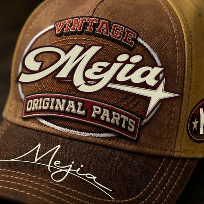 MEJIA TC02 HH79  Personalized Name Baseball Cap, Vintage Retro Hat, Custom Gift for Him & Her