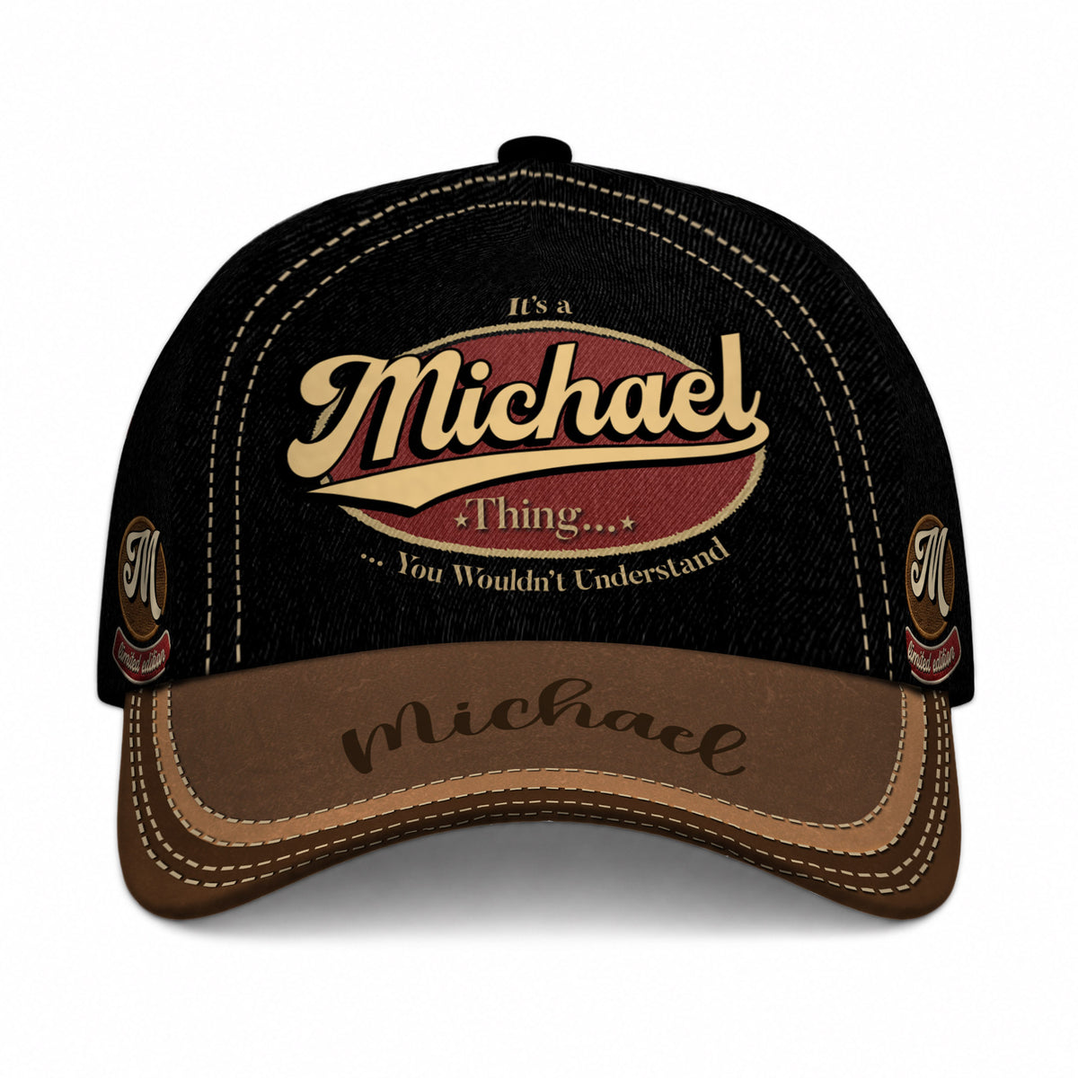 MICHAEL  TC06 HH79 Personalized Distressed Baseball Cap, Custom Retro Trucker Hat, Statement Dad Cap