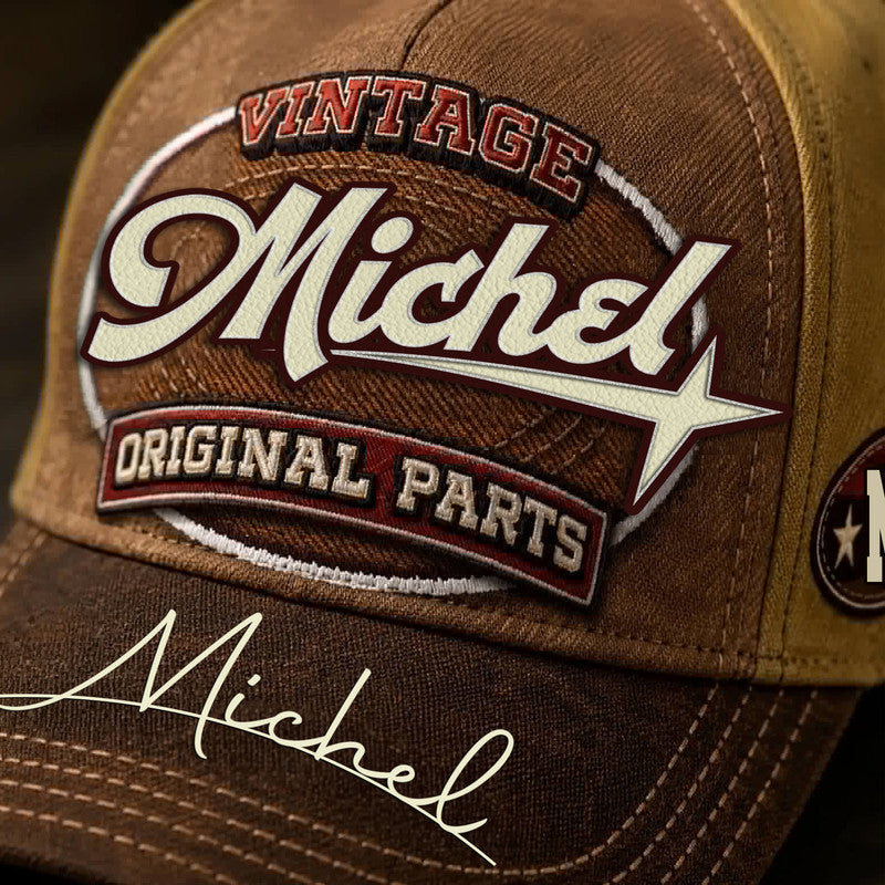 MICHEL TC02 HH79  Personalized Name Baseball Cap, Vintage Retro Hat, Custom Gift for Him & Her