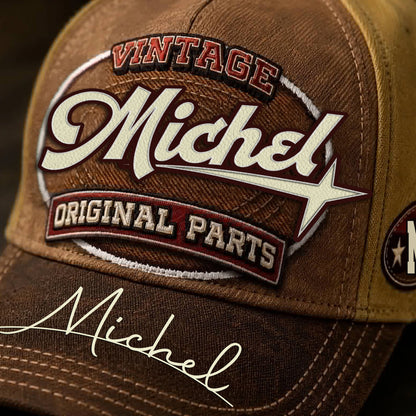 MICHEL TC02 HH79  Personalized Name Baseball Cap, Vintage Retro Hat, Custom Gift for Him & Her
