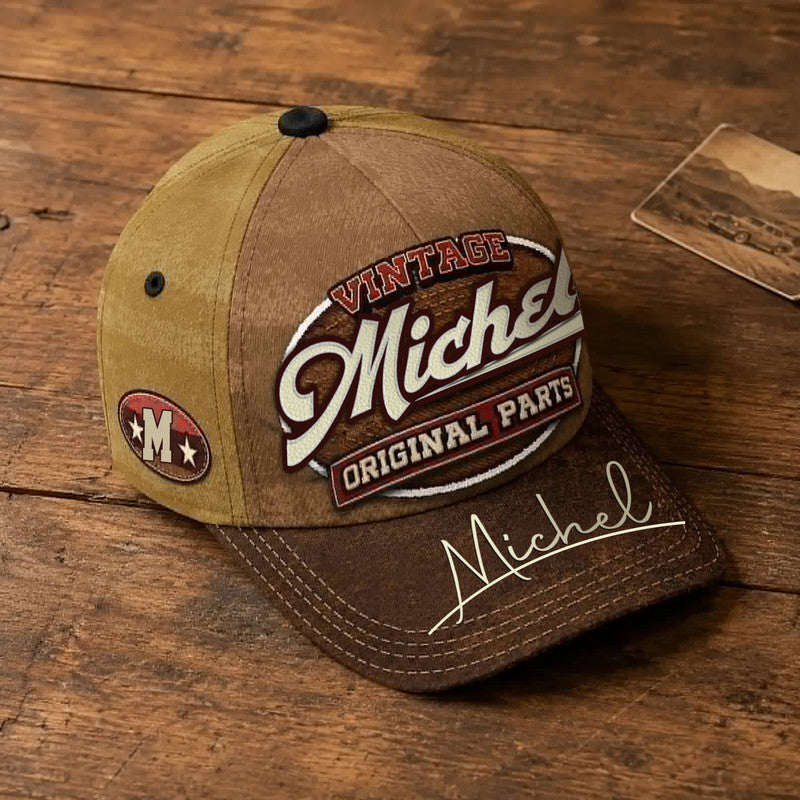 MICHEL TC02 HH79  Personalized Name Baseball Cap, Vintage Retro Hat, Custom Gift for Him & Her