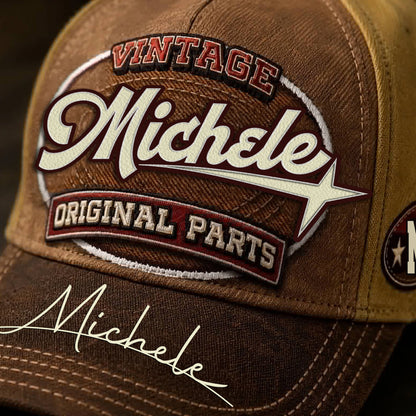 MICHELE TC02 HH79  Personalized Name Baseball Cap, Vintage Retro Hat, Custom Gift for Him & Her