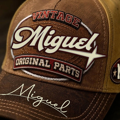 MIGUEL TC02 HH79  Personalized Name Baseball Cap, Vintage Retro Hat, Custom Gift for Him & Her