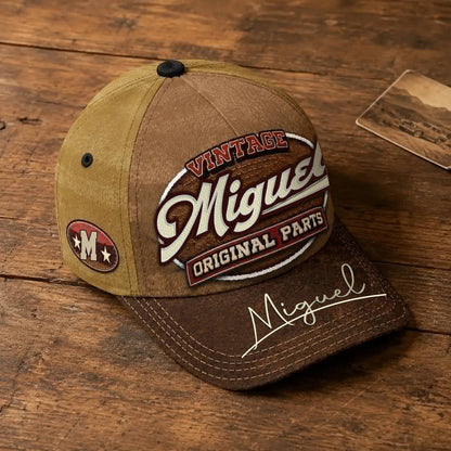 MIGUEL TC02 HH79  Personalized Name Baseball Cap, Vintage Retro Hat, Custom Gift for Him & Her