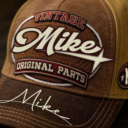MIKE TC02 HH79  Personalized Name Baseball Cap, Vintage Retro Hat, Custom Gift for Him & Her