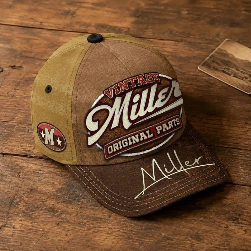MILLER TC02 HH79  Personalized Name Baseball Cap, Vintage Retro Hat, Custom Gift for Him & Her