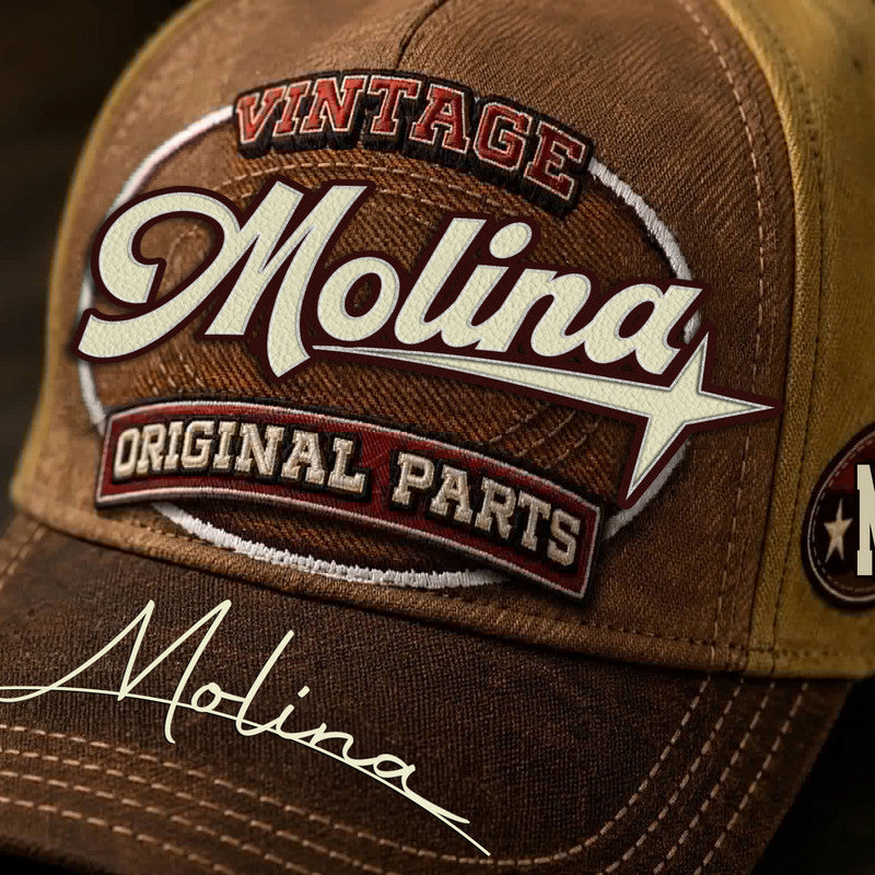 MOLINA TC02 HH79  Personalized Name Baseball Cap, Vintage Retro Hat, Custom Gift for Him & Her