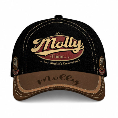 MOLLY  TC06 HH79 Personalized Distressed Baseball Cap, Custom Retro Trucker Hat, Statement Dad Cap