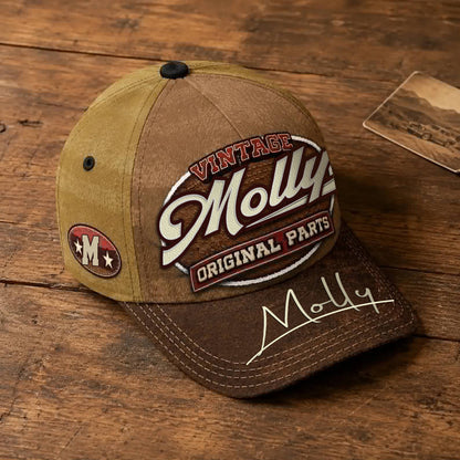 MOLLY TC02 HH79  Personalized Name Baseball Cap, Vintage Retro Hat, Custom Gift for Him & Her