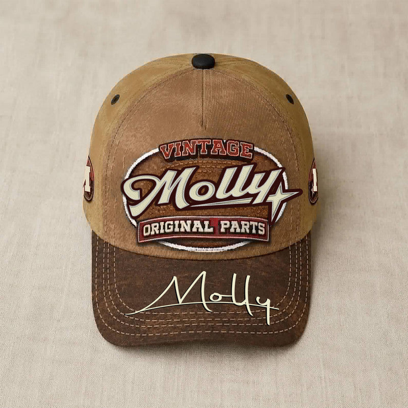 MOLLY TC02 HH79  Personalized Name Baseball Cap, Vintage Retro Hat, Custom Gift for Him & Her