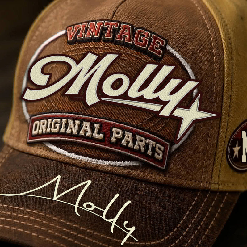 MOLLY TC02 HH79  Personalized Name Baseball Cap, Vintage Retro Hat, Custom Gift for Him & Her