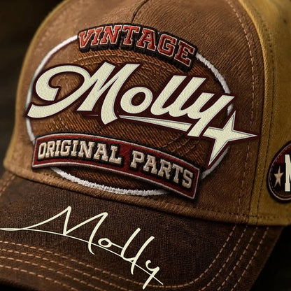 MOLLY TC02 HH79  Personalized Name Baseball Cap, Vintage Retro Hat, Custom Gift for Him & Her