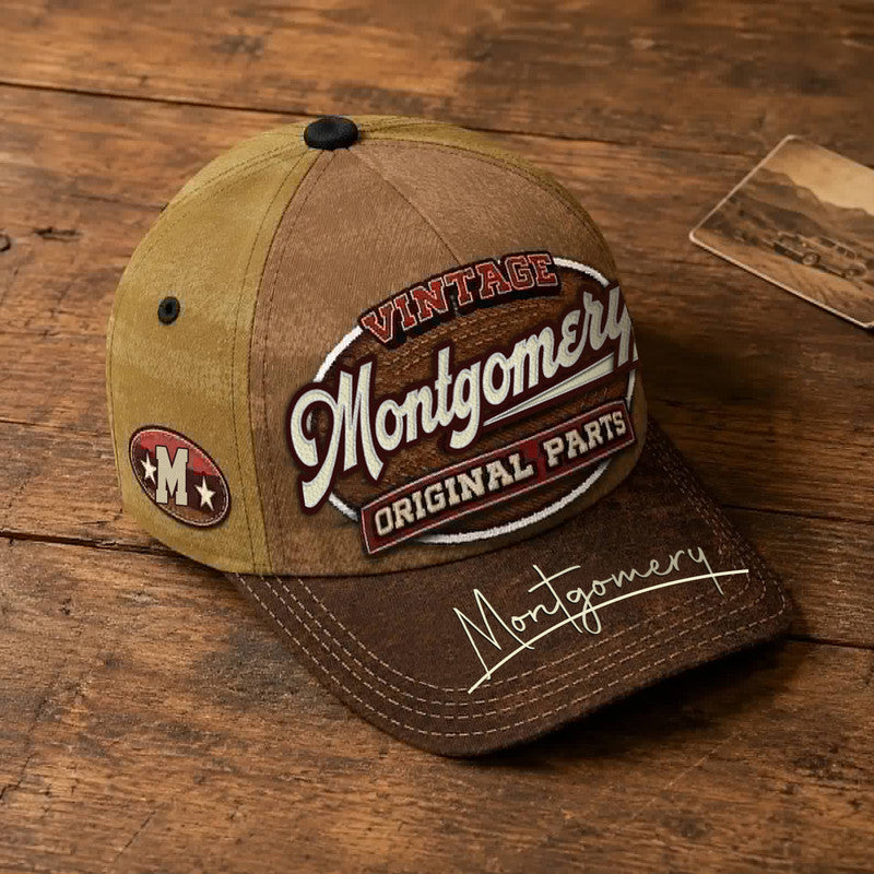 MONTGOMERY TC02 HH79  Personalized Name Baseball Cap, Vintage Retro Hat, Custom Gift for Him & Her