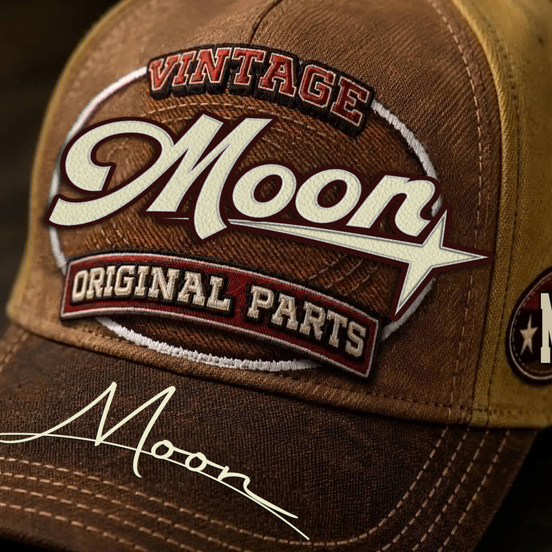 MOON TC02 HH79  Personalized Name Baseball Cap, Vintage Retro Hat, Custom Gift for Him & Her