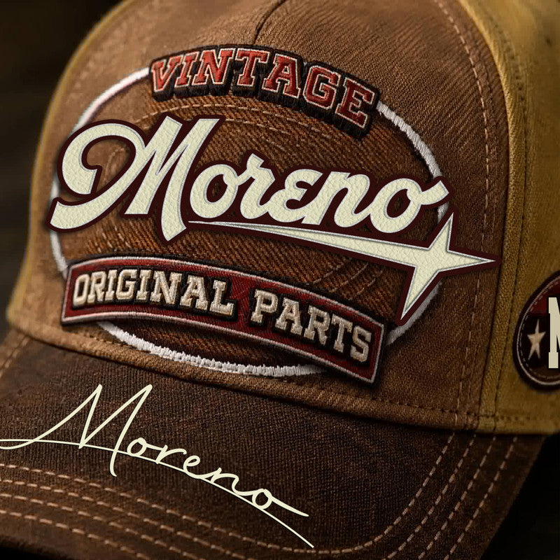 MORENO TC02 HH79  Personalized Name Baseball Cap, Vintage Retro Hat, Custom Gift for Him & Her