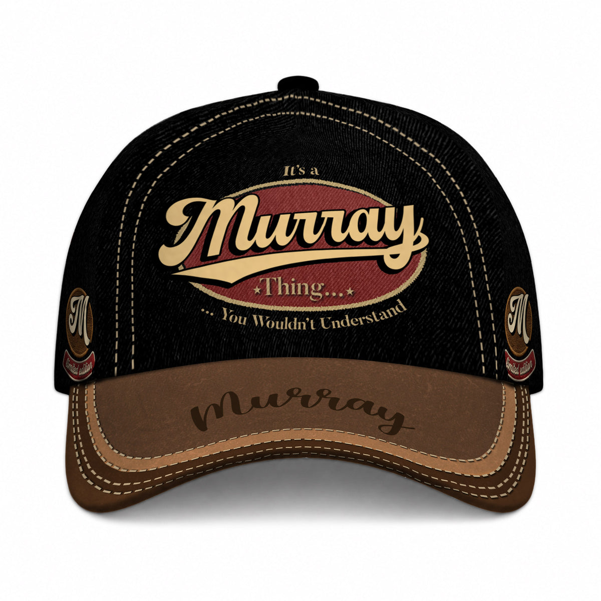 MURRAY  TC06 HH79 Personalized Distressed Baseball Cap, Custom Retro Trucker Hat, Statement Dad Cap