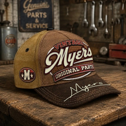 MYERS TC02 HH79  Personalized Name Baseball Cap, Vintage Retro Hat, Custom Gift for Him & Her