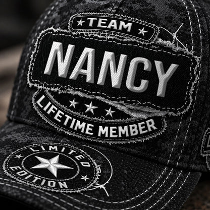 NANCY TC03 HH79  Personalized Black Camo Baseball Cap, Custom Name Family Hat