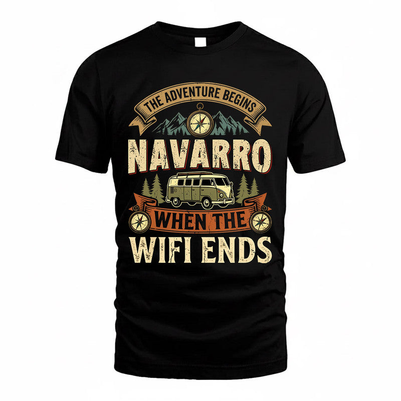 NAVARRO TT898-K6-229 – Personalized Funny Camping Quote Apparel “The Adventure Begins When The WiFi Ends”