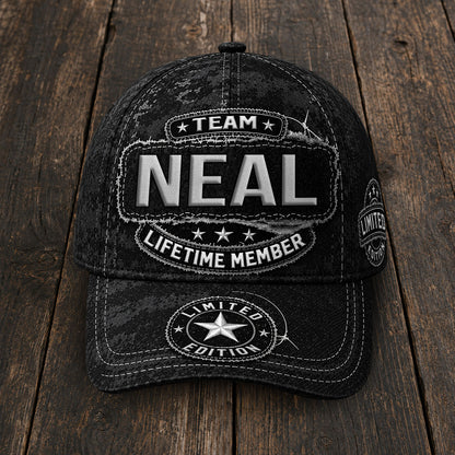 NEAL TC03 HH79  Personalized Black Camo Baseball Cap, Custom Name Family Hat