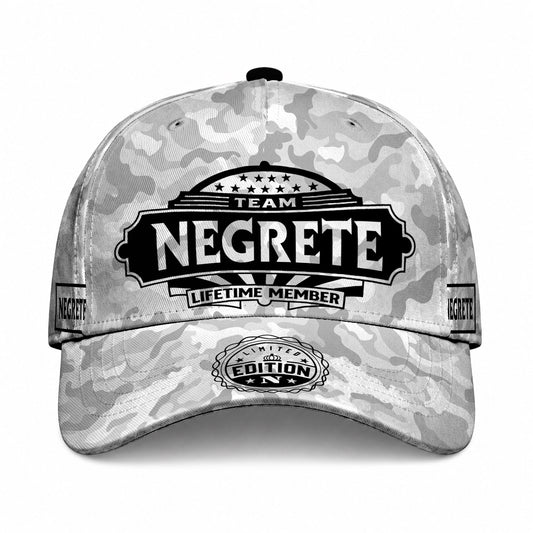 NEGRETE TC01 HH79 Team Your Name Hat, Personalized Camo Baseball Cap, Custom Family Gift, Gift for Him Her