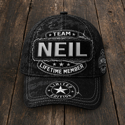NEIL TC03 HH79  Personalized Black Camo Baseball Cap, Custom Name Family Hat