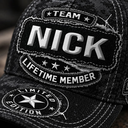 NICK TC03 HH79  Personalized Black Camo Baseball Cap, Custom Name Family Hat