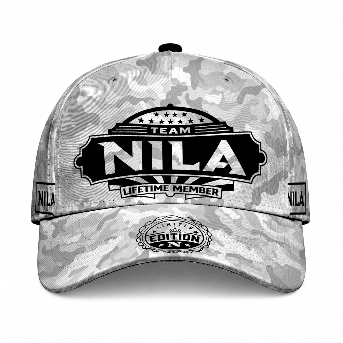 NILA TC01 HH79 Team Your Name Hat, Personalized Camo Baseball Cap, Custom Family Gift, Gift for Him Her