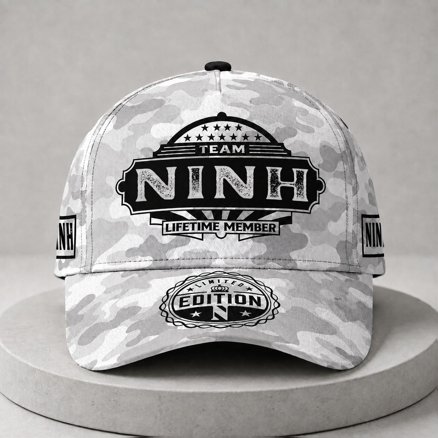 NINH TC01 HH79 Team Your Name Hat, Personalized Camo Baseball Cap, Custom Family Gift, Gift for Him Her