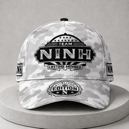 NINH TC01 HH79 Team Your Name Hat, Personalized Camo Baseball Cap, Custom Family Gift, Gift for Him Her