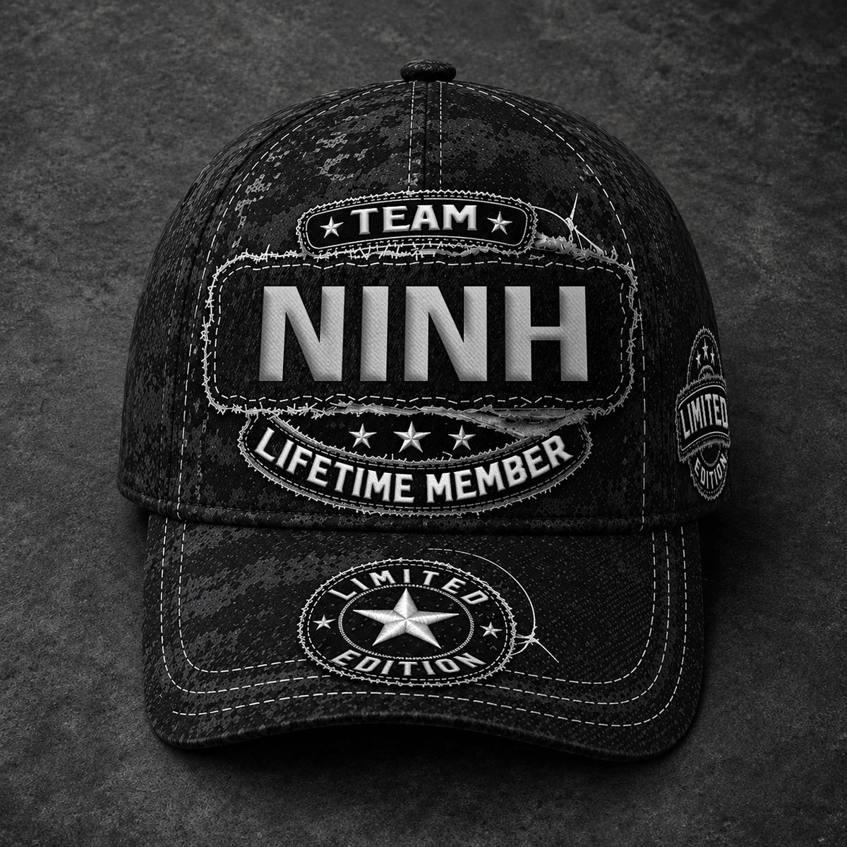 NINH TC03 HH79  Personalized Black Camo Baseball Cap, Custom Name Family Hat