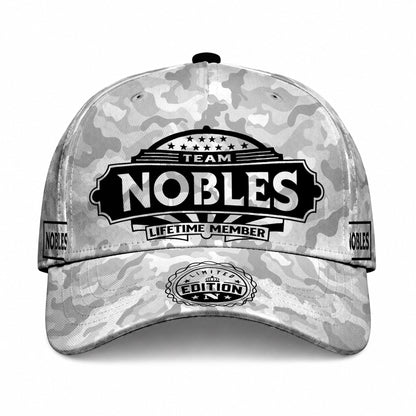 NOBLES TC01 HH79 Team Your Name Hat, Personalized Camo Baseball Cap, Custom Family Gift, Gift for Him Her