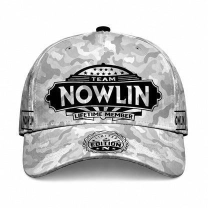 NOWLIN TC01 HH79 Team Your Name Hat, Personalized Camo Baseball Cap, Custom Family Gift, Gift for Him Her
