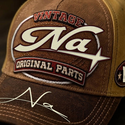 NA TC02 HH79  Personalized Name Baseball Cap, Vintage Retro Hat, Custom Gift for Him & Her