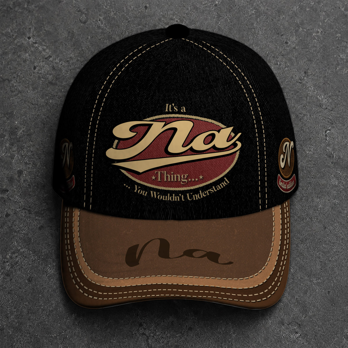 NA  TC06 HH79 Personalized Distressed Baseball Cap, Custom Retro Trucker Hat, Statement Dad Cap