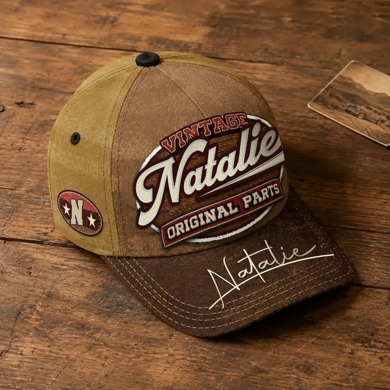 NATALIE TC02 HH79  Personalized Name Baseball Cap, Vintage Retro Hat, Custom Gift for Him & Her