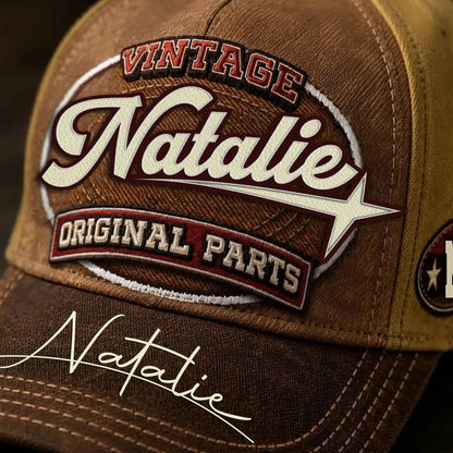 NATALIE TC02 HH79  Personalized Name Baseball Cap, Vintage Retro Hat, Custom Gift for Him & Her