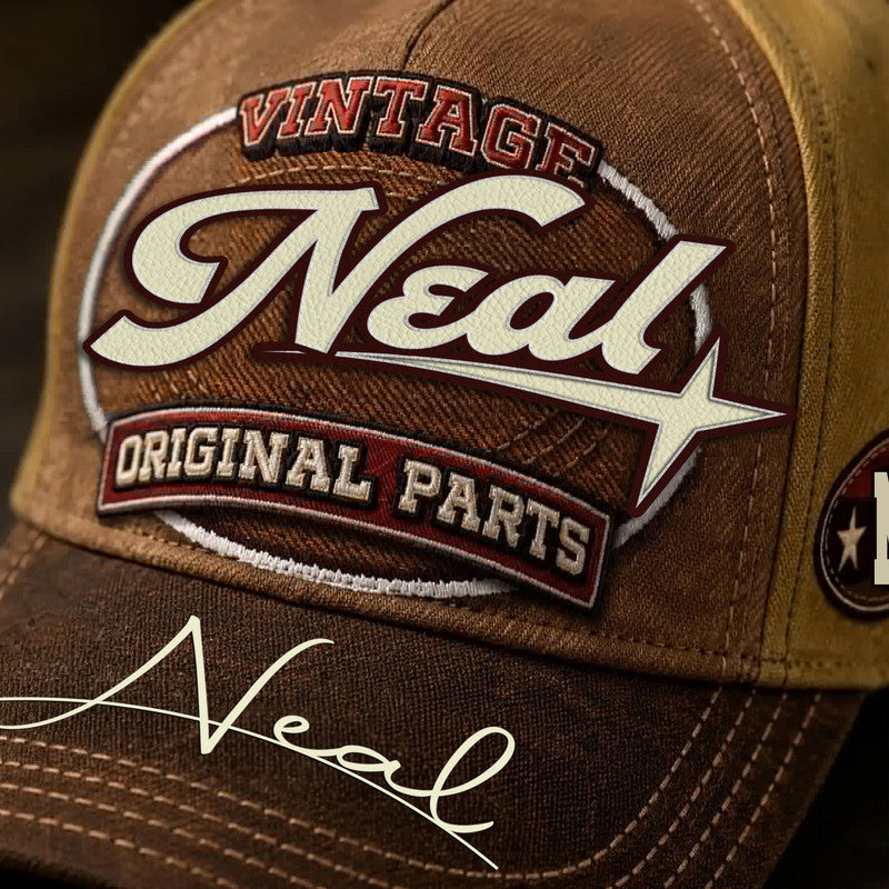 NEAL TC02 HH79  Personalized Name Baseball Cap, Vintage Retro Hat, Custom Gift for Him & Her