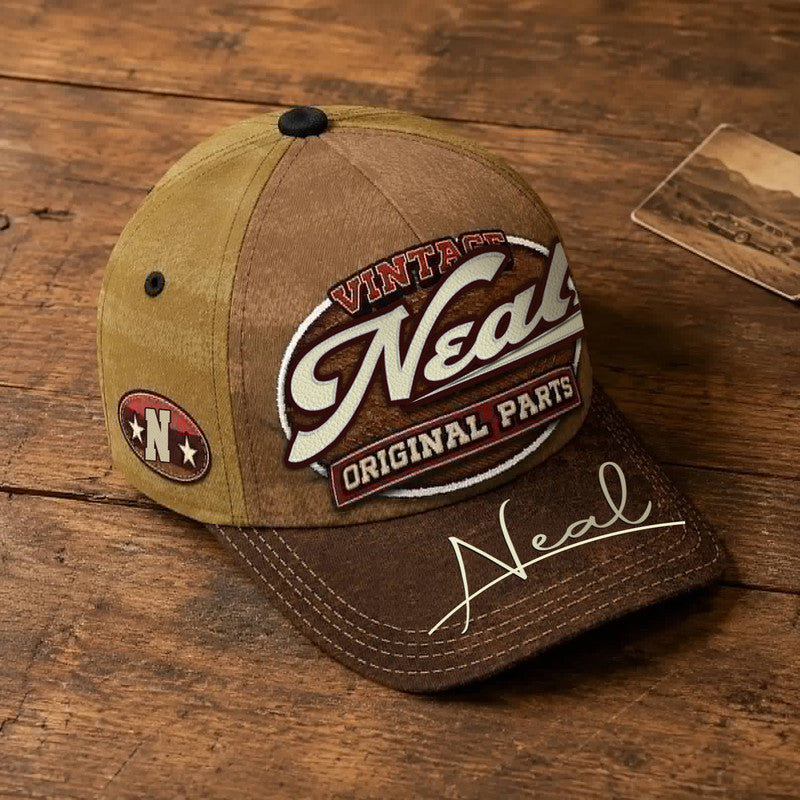 NEAL TC02 HH79  Personalized Name Baseball Cap, Vintage Retro Hat, Custom Gift for Him & Her