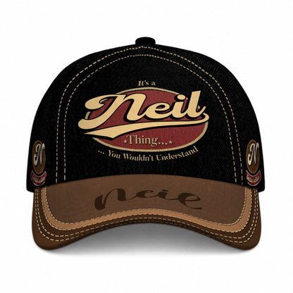 NEIL  TC06 HH79 Personalized Distressed Baseball Cap, Custom Retro Trucker Hat, Statement Dad Cap
