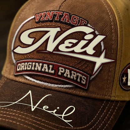 NEIL TC02 HH79  Personalized Name Baseball Cap, Vintage Retro Hat, Custom Gift for Him & Her