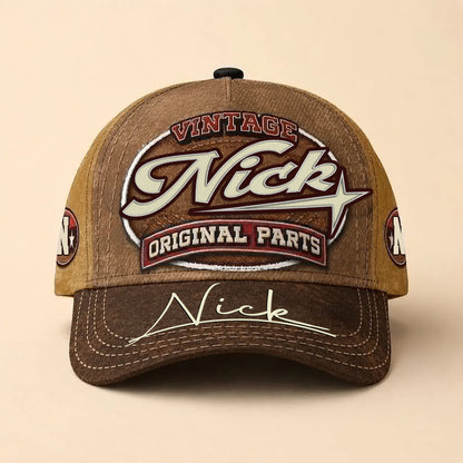 NICK TC02 HH79  Personalized Name Baseball Cap, Vintage Retro Hat, Custom Gift for Him & Her