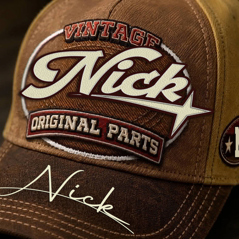 NICK TC02 HH79  Personalized Name Baseball Cap, Vintage Retro Hat, Custom Gift for Him & Her