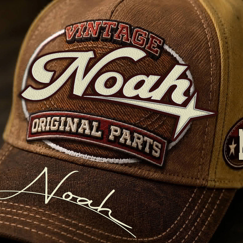 NOAH TC02 HH79  Personalized Name Baseball Cap, Vintage Retro Hat, Custom Gift for Him & Her