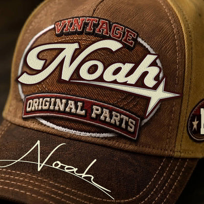 NOAH TC02 HH79  Personalized Name Baseball Cap, Vintage Retro Hat, Custom Gift for Him & Her