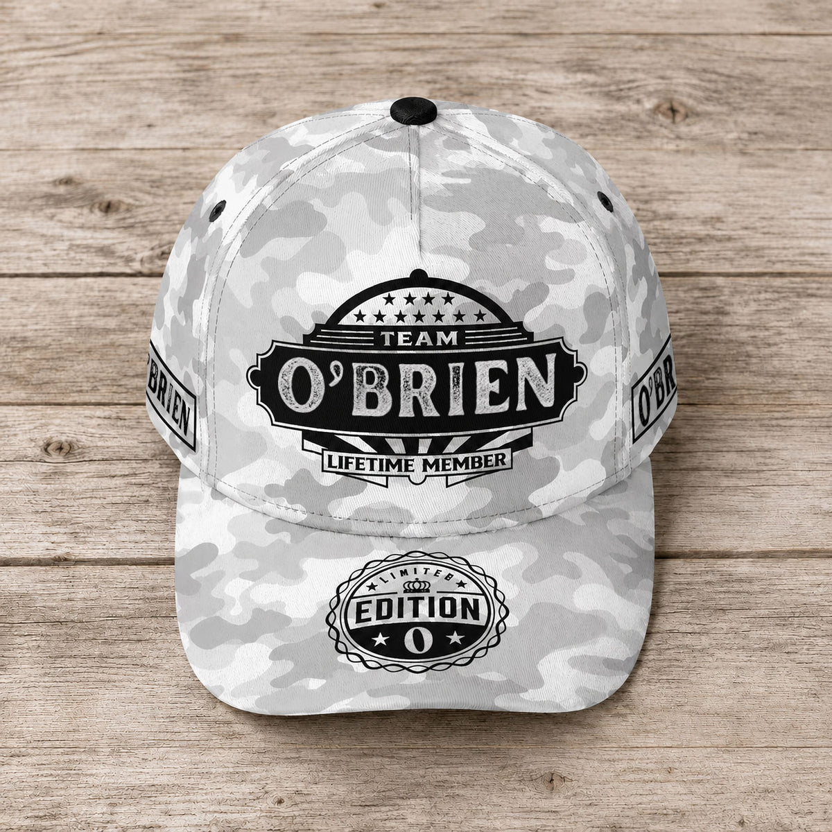 O'BRIEN TC01 HH79 Team Your Name Hat, Personalized Camo Baseball Cap, Custom Family Gift, Gift for Him Her